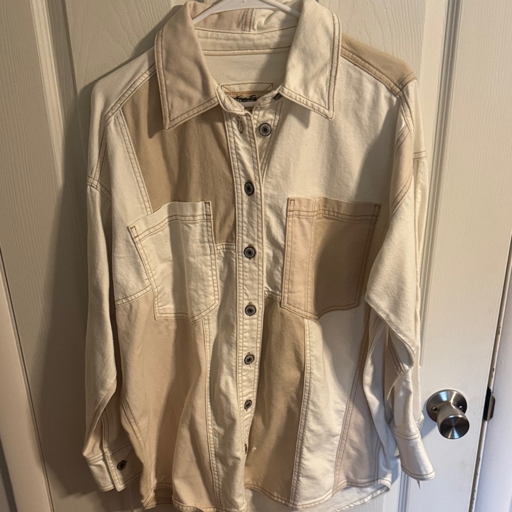 We The Free Two-Tone Cream and Tan Jacket